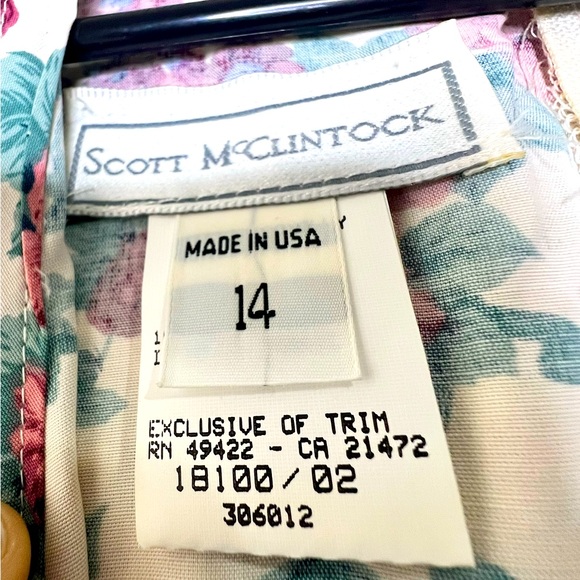 Scott McClintock floral vintage 80s 90s jumpsuit dress 14 cottagecore prairie L - Picture 3 of 11